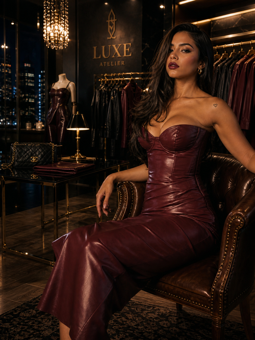 Midnight Luxe Noir Glossy Mini Dress